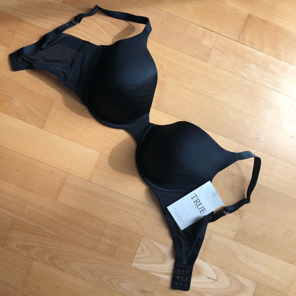 True & Co Black T-Shirt Full Coverage Bra 36DDD